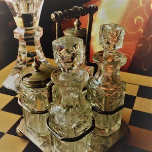 A B & Co. marked silver plate cruet set